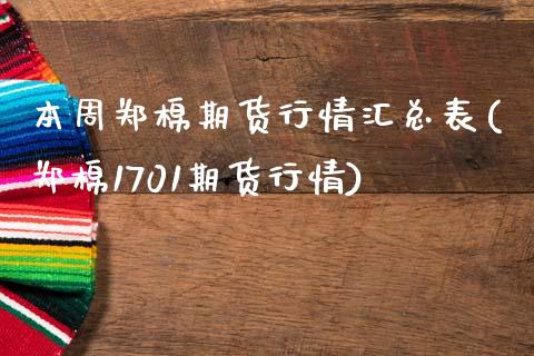 本周郑棉期货行情汇总表(郑棉1701期货行情)_https://gn1.wpmee.com_原油期货_第1张