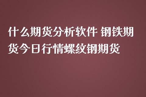 什么期货分析软件 钢铁期货今日行情螺纹钢期货